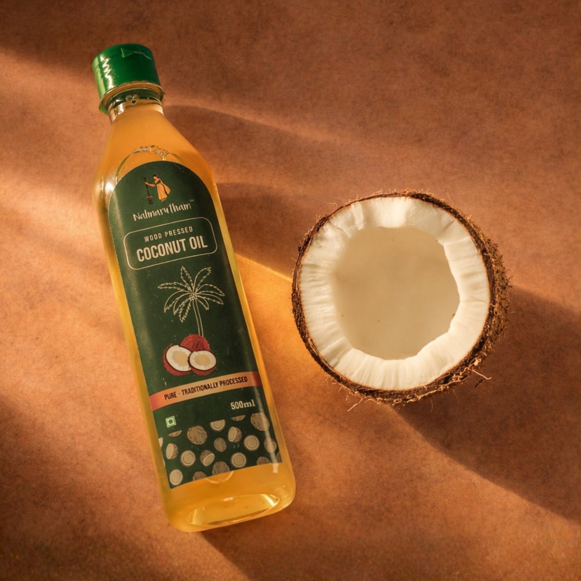 Wood pressed coconut oil for traditional cooking and daily use