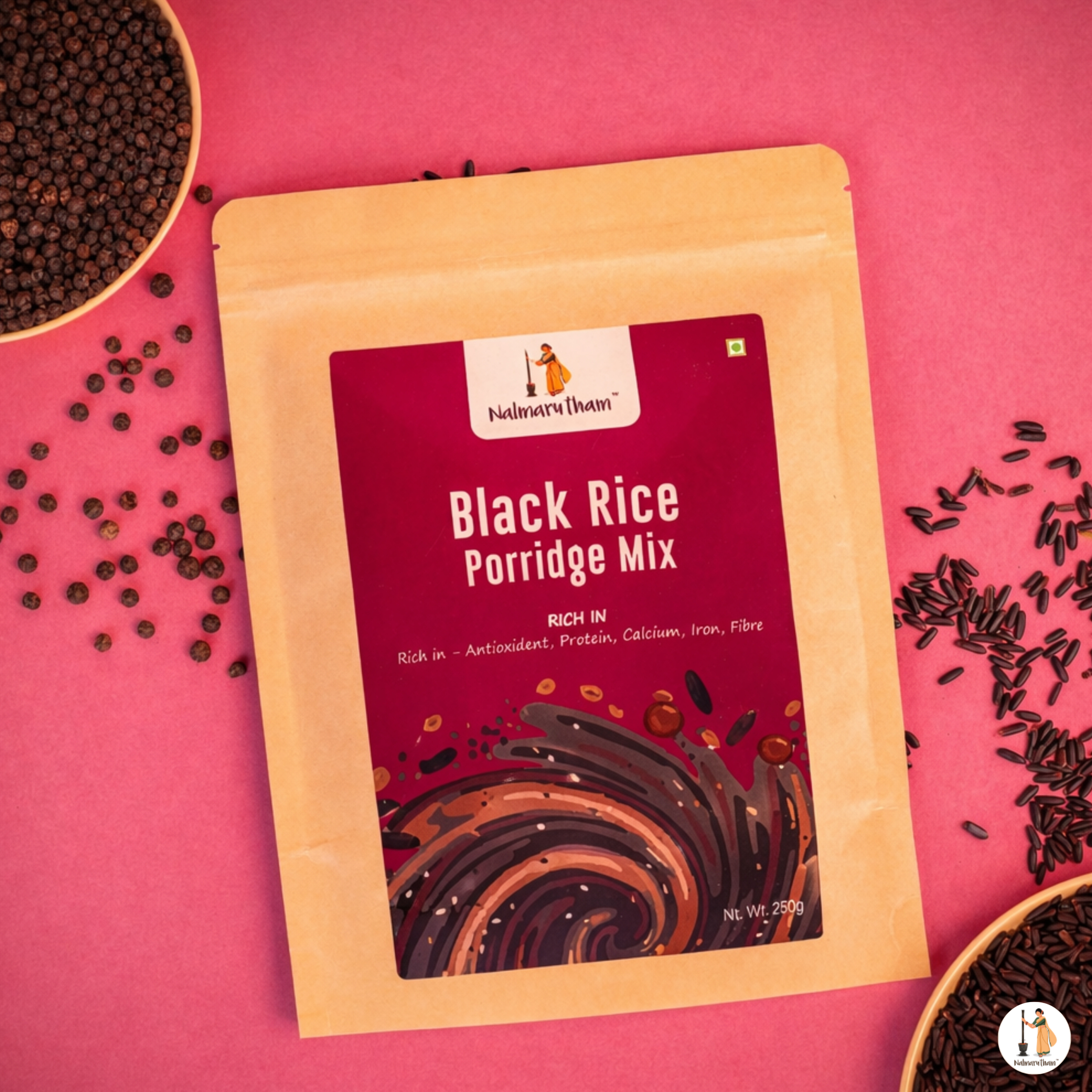 Nalmarutham Black Rice Porridge Mix, Black Rice , Porridge, Karupu kavuni, pongar rice, Ulunthankanji, Kanji Mix, Ulunthankanji