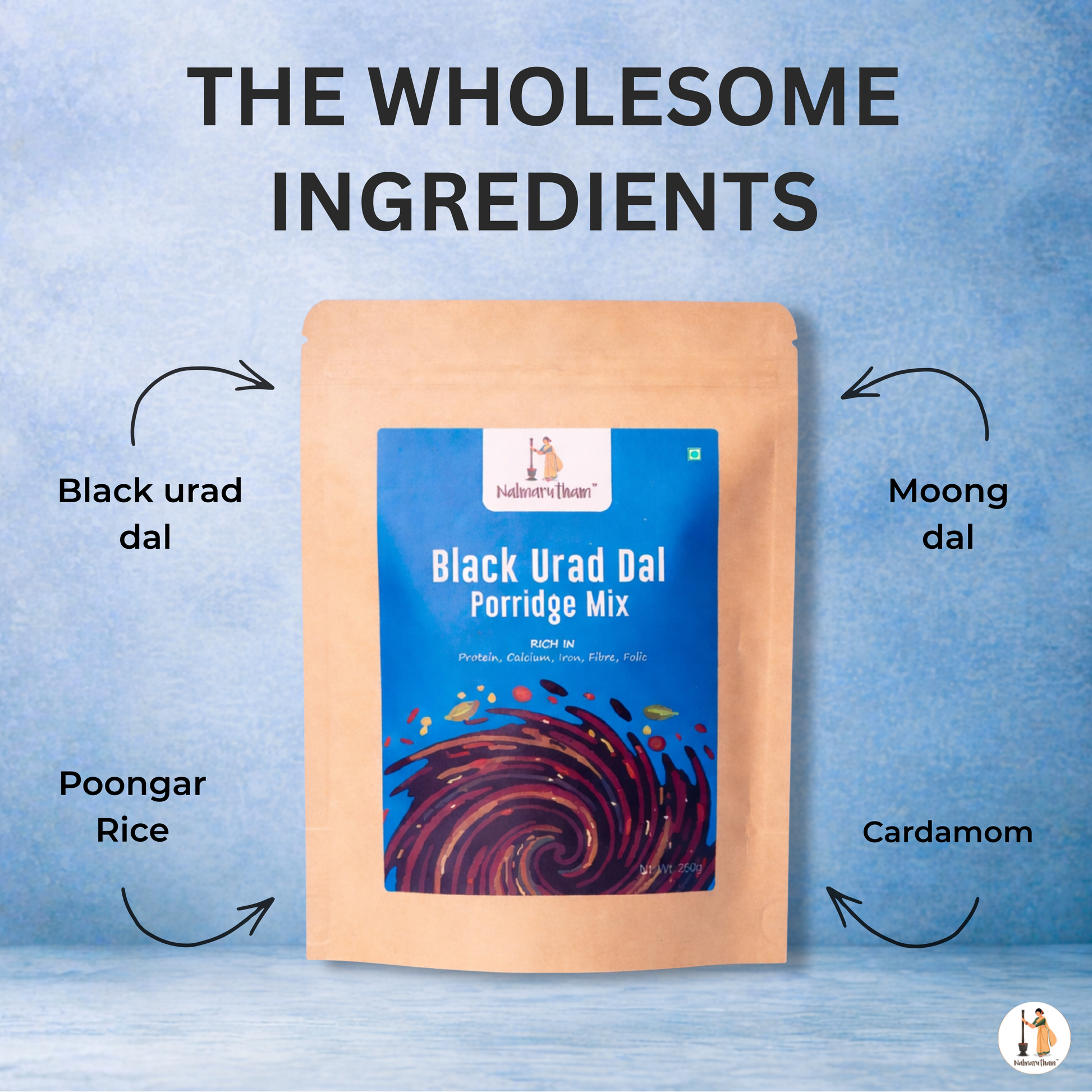 Black urad dal used in porridge mix rich in calcium and protein