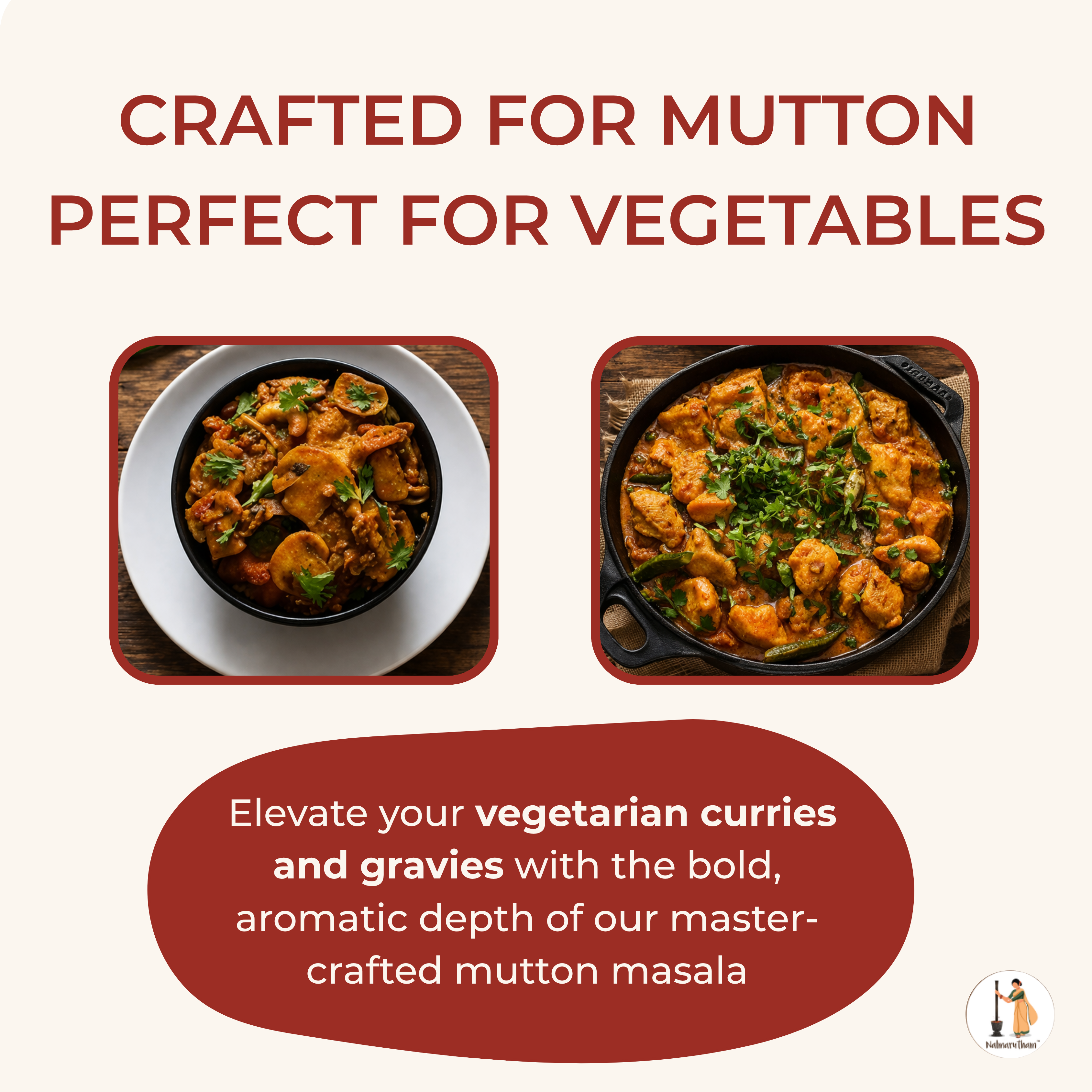 Flavorful Veg gravy / curry made with traditional mutton masala Powder
