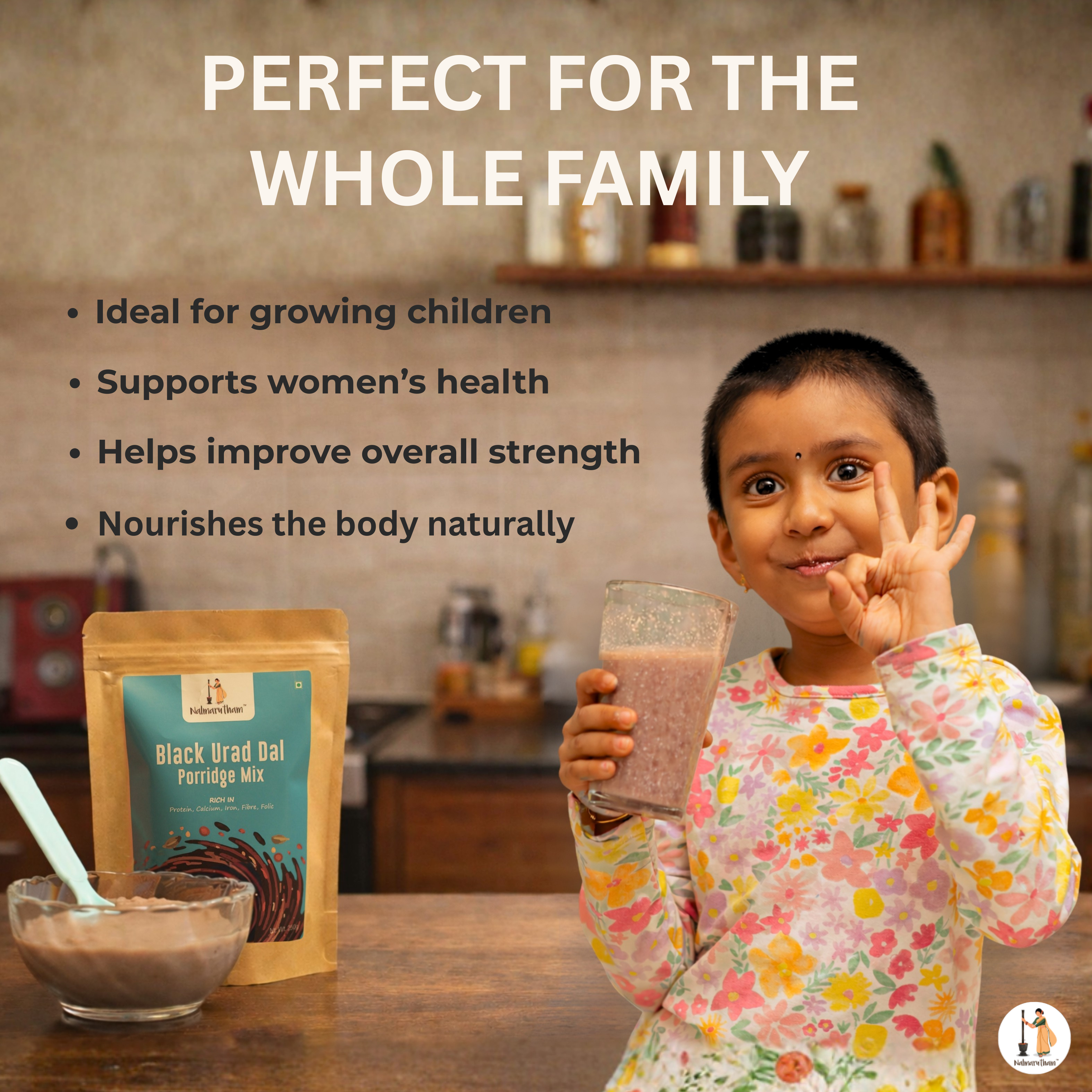 Strong bones and healthy growth with urad dal porridge for Kids