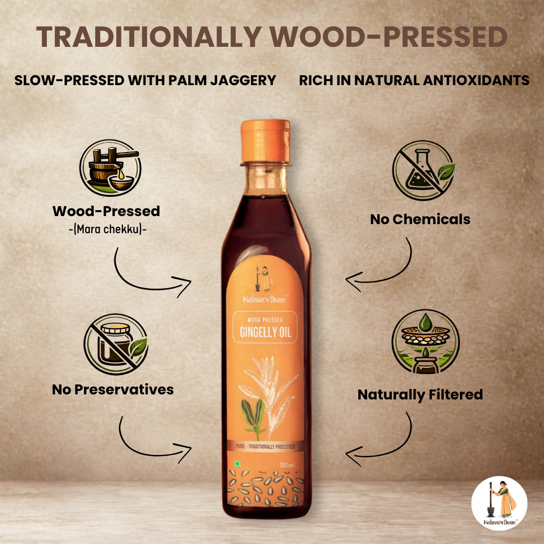 Wood pressed oil extraction process for pure sesame oil