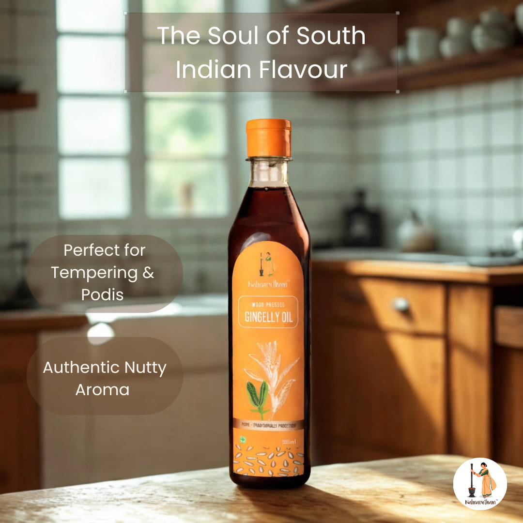 Flavorful cooking with pure gingelly oil for authentic taste
