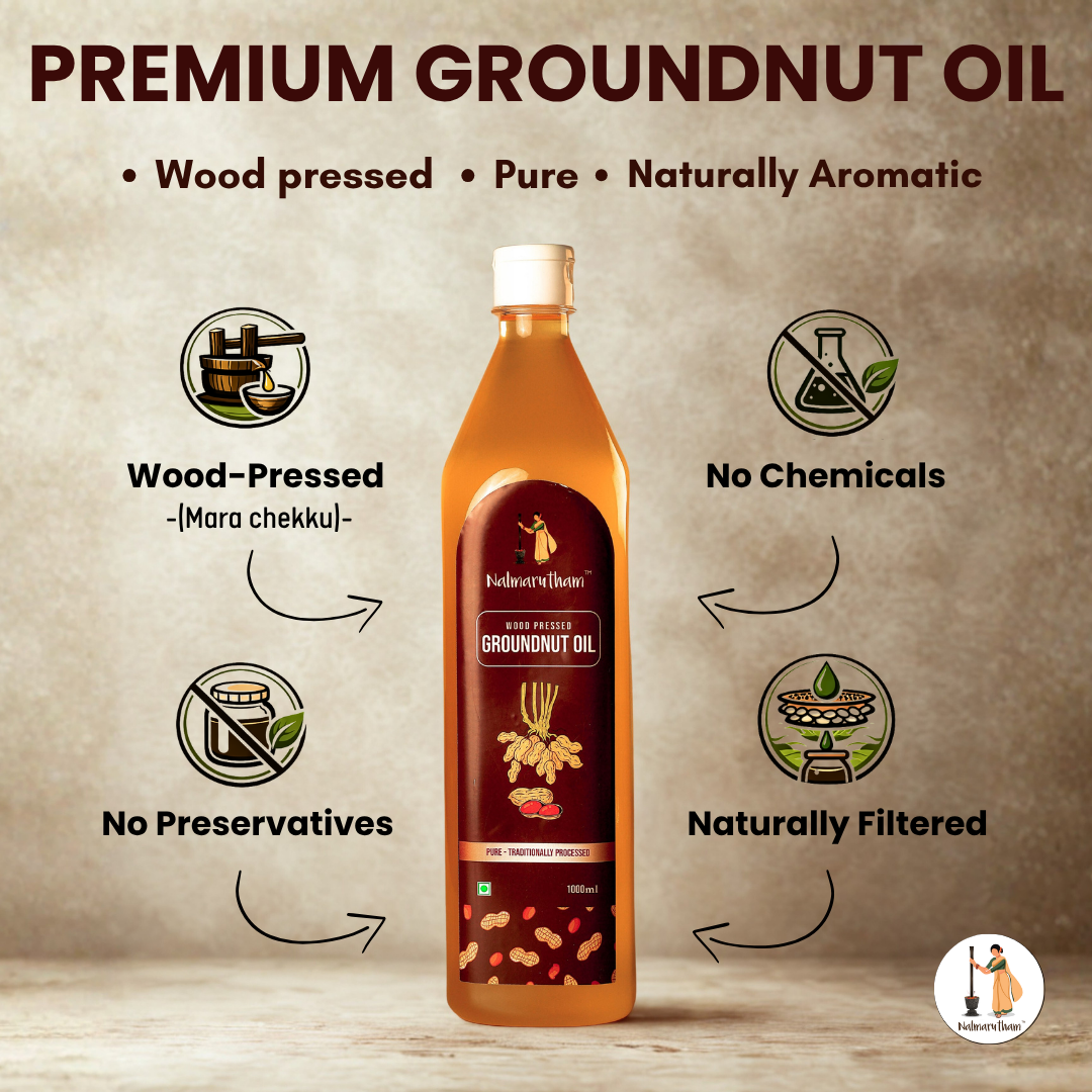 Pure groundnut oil without chemicals or preservatives for daily use